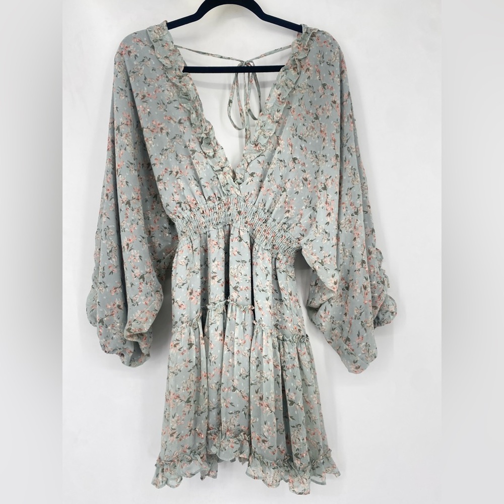 Storia Floral Mini Dress in Blue and Pink